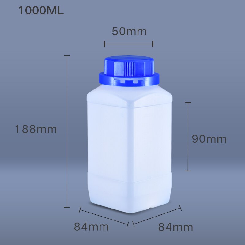 250ML/500ML/1000ML Empty HDPE Bottle with Inner Lid Food Grade Square Plastic Container for Liquid Lotion: 1000ml translucent
