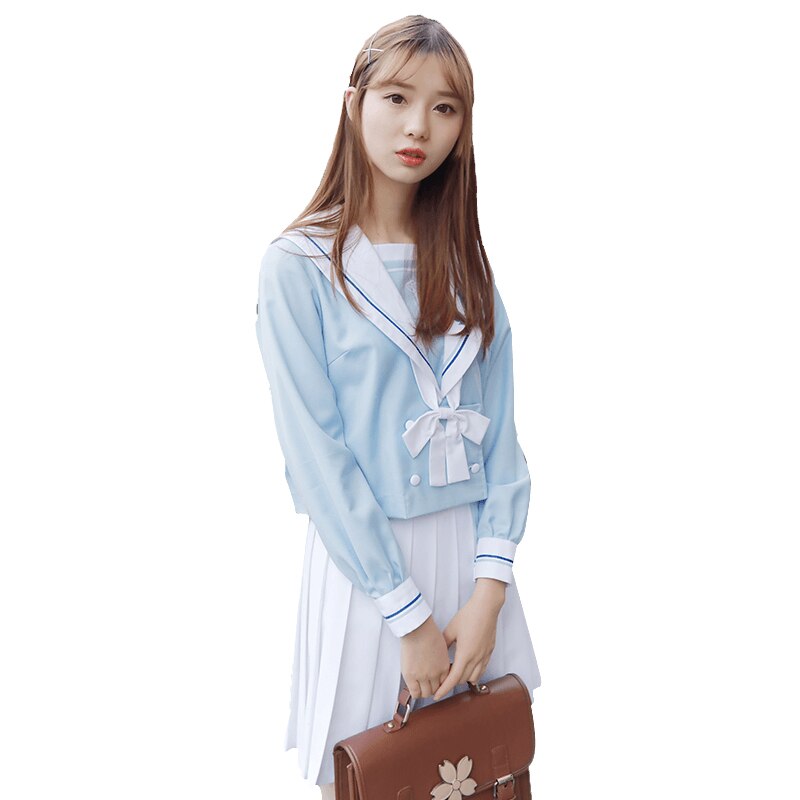 Japanese school uniforms sailor tops+skirt Navy style Students clothes for Girl Plus size Lala Cheerleader clothing