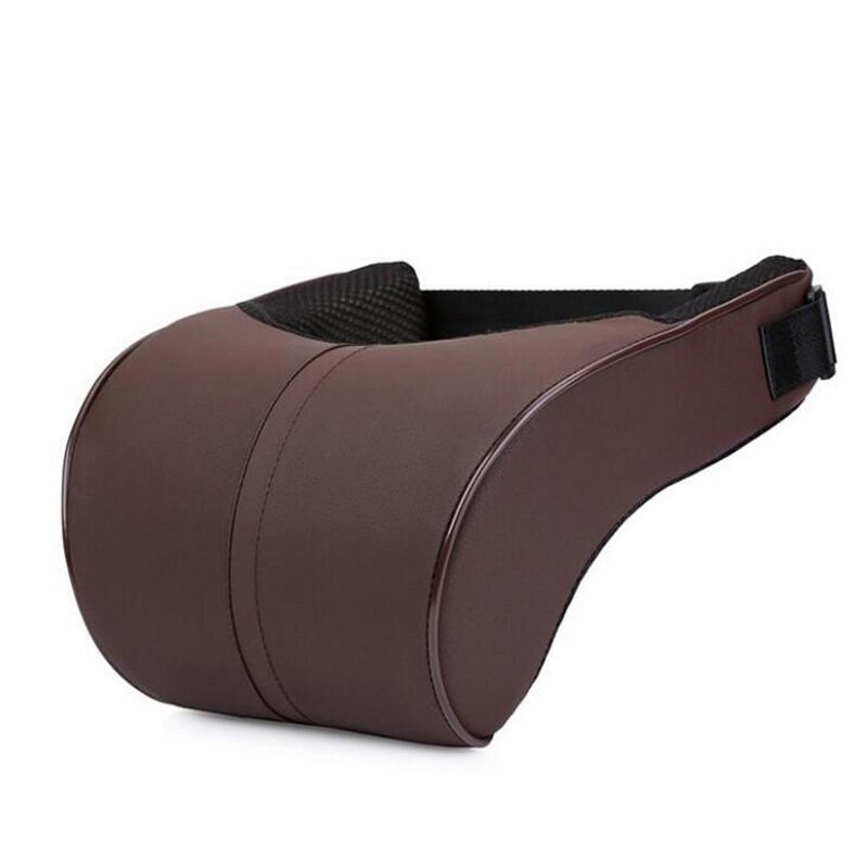 PU Leather Auto Car Neck Pillow Memory Foam car pillow Neck Rest Seat Headrest Cushion Pad: coffee