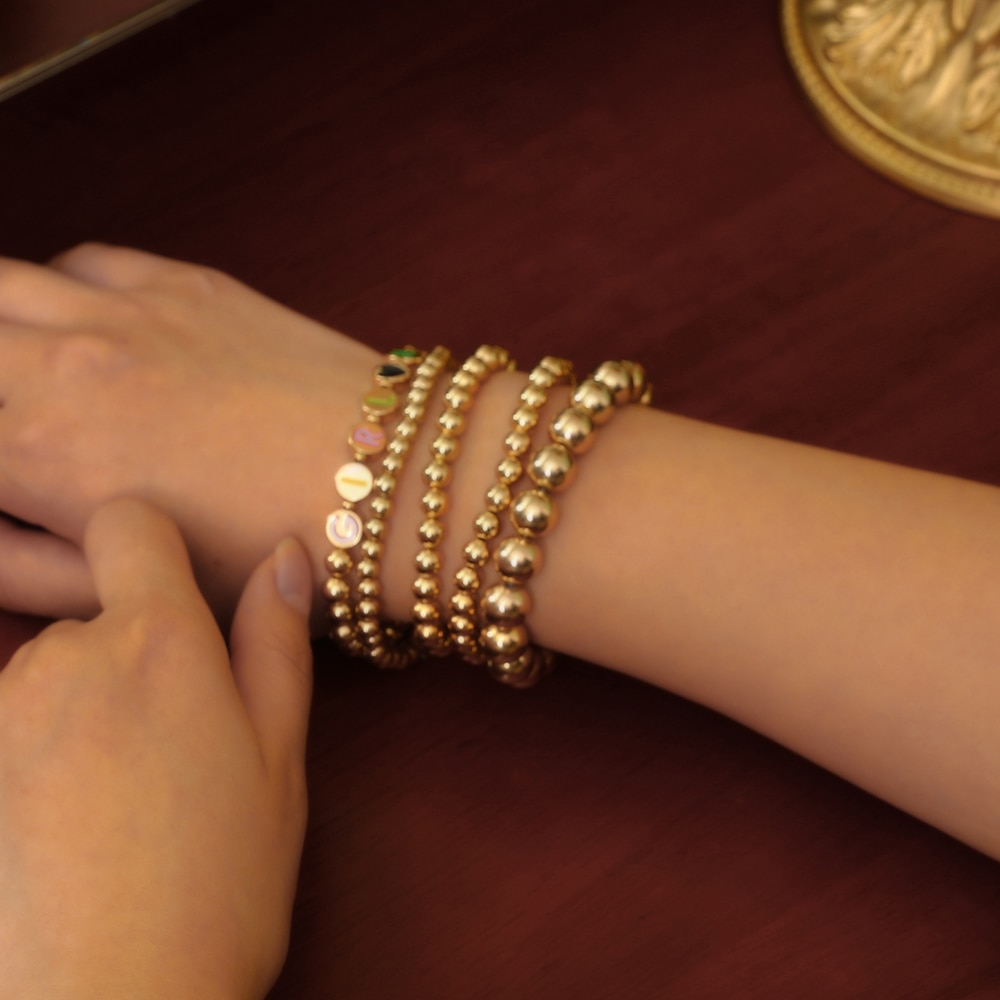 Neue Dehnbar Perlen Armbänder für Frauen Männer Gold Silber Farbe Minimalistischen Elastische Armbinde Partei Schmuck 4mm-10mm