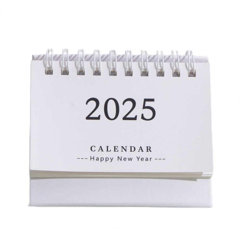 Calendario da tavolo 2025 Calendario da tavolo pieghevole triangolare superiore bobina pianificatore Organizzatore annuale per casa ufficio Regali di Capodanno 2025: bianca