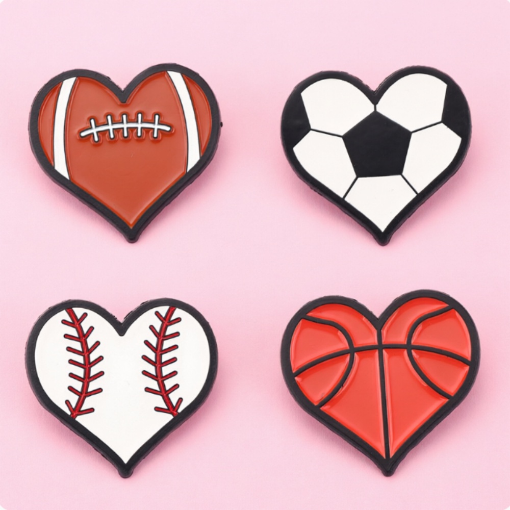 4Pcs/set Balls Enamel Pin Football Brooch Pines Lapel Pins Badge on Backpack Clothing Accessories Jewelry Friends: Default Title