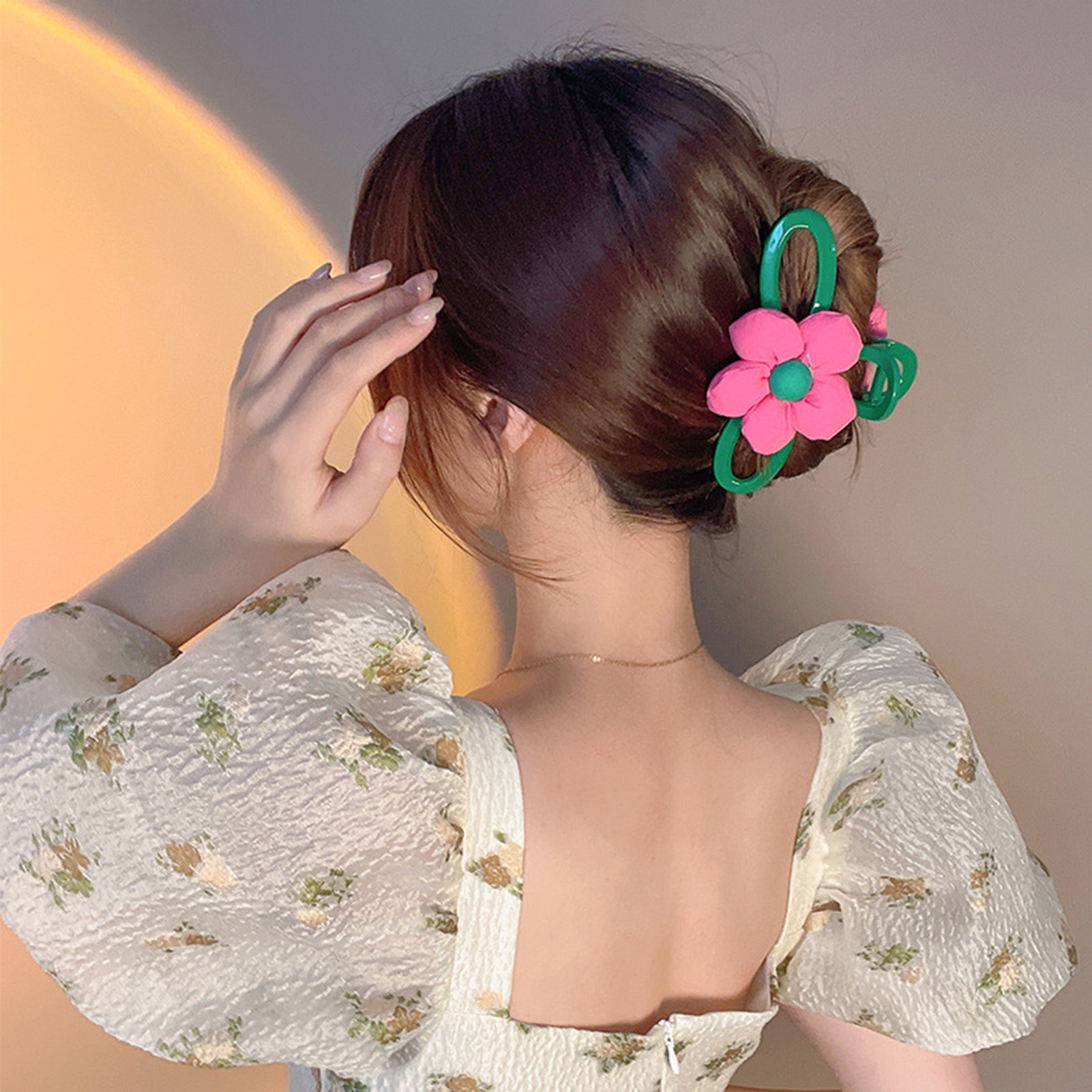 Pinza para el pelo con forma de flor de dopamina para mujer, pinza Floral de tiburón, horquilla grande de 13cm, accesorios para el cabello para niña