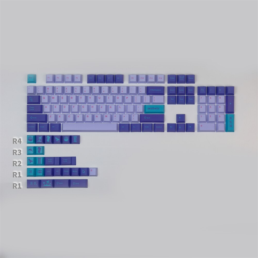 GMK Vaporwave Keycaps PBT DYE-Sublimation Mechanical Keyboards 124 Keys Cherry KeyCap For MX Switch GH60 64 68 84 87 104 Layout