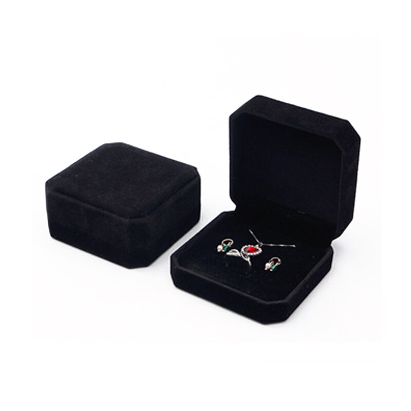 Velvet Jewelry Box For Earrings Necklace Set Display Square Packaging Box Jewellery Organizer Girls Box