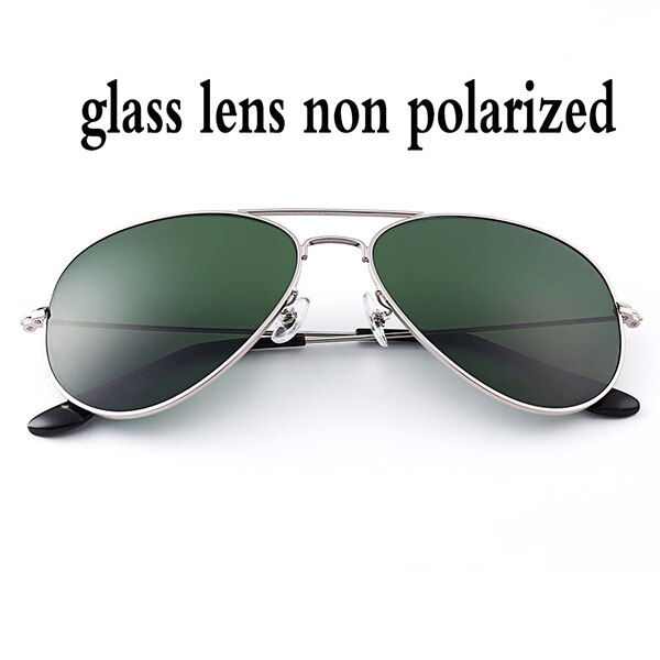 Boloban 3026 gepolariseerde zonnebril heren dames 60mm pilotenbril met glazen lenzen en spiegel oculos de sol  uv400: Zilver  g15 glas