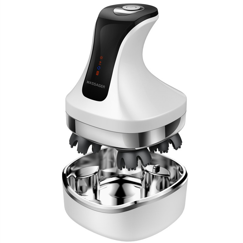 4D Electric Head Massager Scalp Massager IPX7 Waterproof Promote Hair Growth Body Neck Deep Tissue Kneading Massage Rechargeable: White