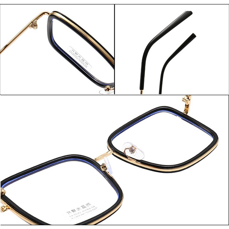 Seemfly blå lys blokerende briller almindelige briller metal stor ramme firkantet strålingsbriller briller mænd kvinde