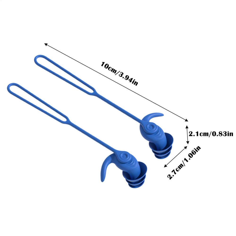 Tapones para los oídos de silicona para nadar, tapones para los oídos para nadar con reducción de ruido, tapones para los oídos de agua reutilizables con cordón, tapones para los oídos para dormir, nadar: Azul
