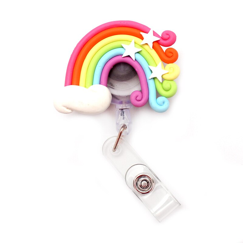 5 Colors Rainbow Retractable Plastic Badge Holder Reel Student Nurse Exhibition Enfermera Girl Name Card Chest Card