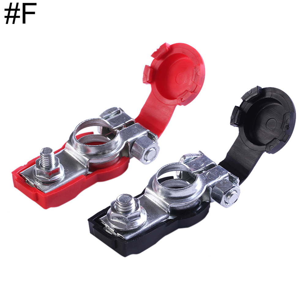 1Set Automotive Car Top Post Battery Terminals Wire Cable Clamp Terminal Connectors Kit Positive and Negative Car Accessories: Yellow