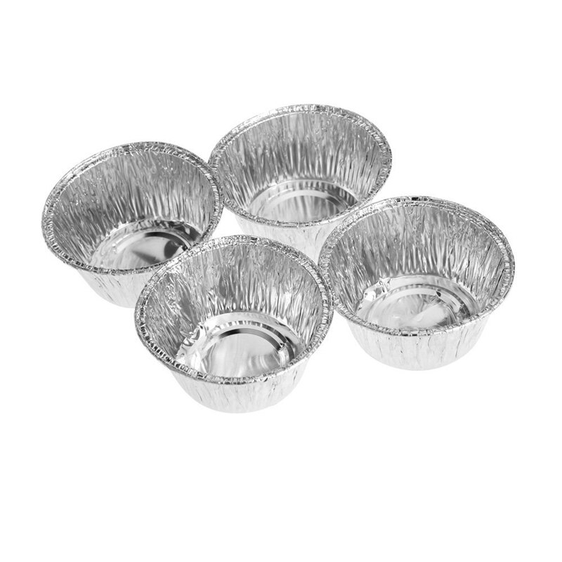 Wsfs eierpasteivorm wegwerp aluminiumfolie bakvorm koekje muffin cupcake eierpasteivorm rond 150 stuks met barboard wit
