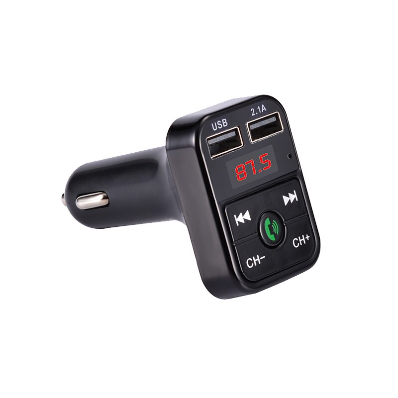 Car Kit Handsfree Wireless Bluetooth-Compatible 5.0 FM Transmitter LCD MP3 Player Car Accessories Dual USB Charger FM Modulator: black