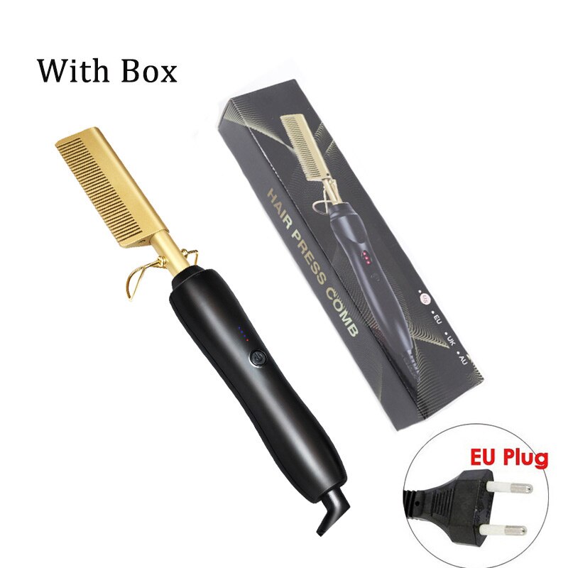 Verwarming Kam Stijltang Kam Ijzer Rechte Borstel Curling Iron Hair Curler Kam Us/Eu/Uk Pulg strijkijzers Stijltangen: WHITE