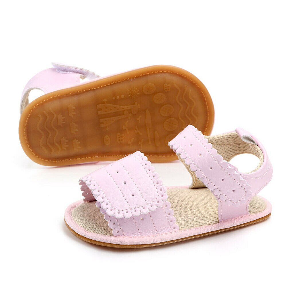 Summer Toddler Baby Girls Sandals PU Leather Soft Sole Infant Moccasins Princess Non-Slip Shoes Kids Flat Sandal