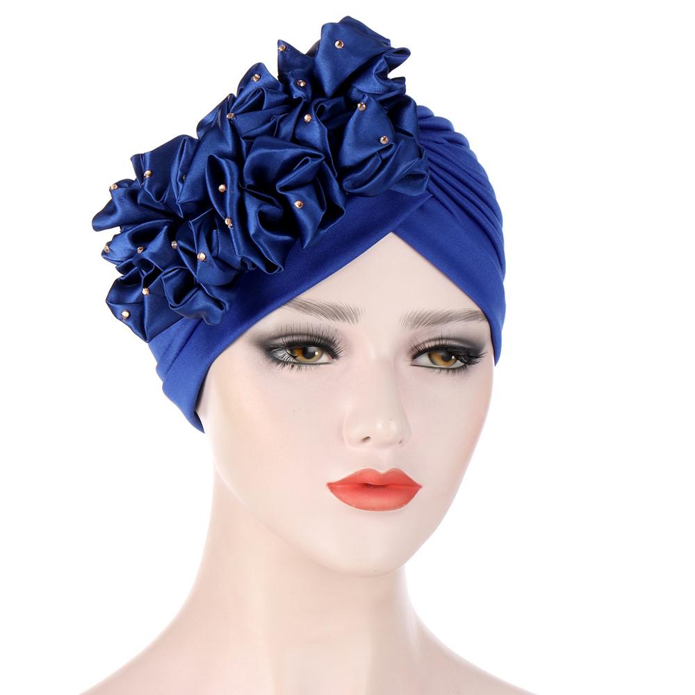 Grote Bloemen Tulbanden Voor Vrouwen Stretchy Hoofddoek Motorkap Moslim Head Wrap Cap Dames Beanie Hoed Haaraccessoires Chemo Caps: 10