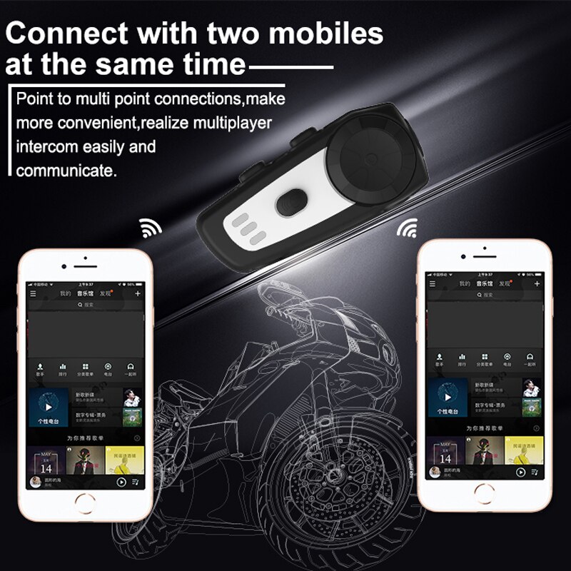 VR roboter Bluetooth Motorrad Gegensprechanlage Wasserdichte Drahtlose Freihändige Helm Headset Sprechanlage Für 2 Fahrer Intercomunicador