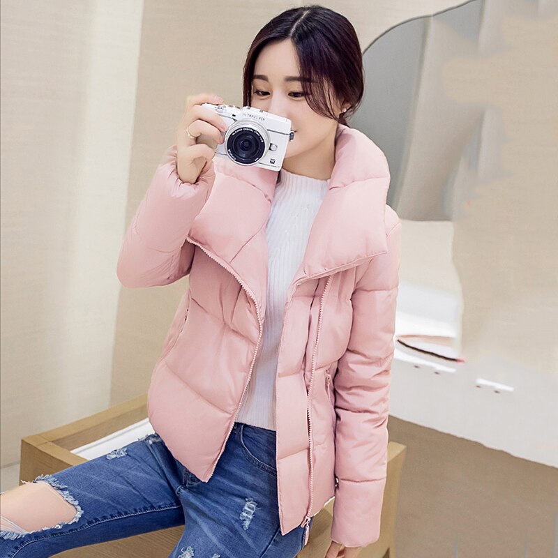 Vinter mujer parkas solid jacka dam plus size vindtät stativ krage solid tjock casual kappa femme kobieta kurtka
