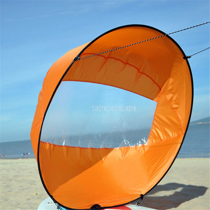 Bote de remos plegable de tamaño grande de 42/108cm para Kayak, vela de viento descendente, remo de canoa con ventana transparente, accesorio para barco a la deriva: Naranja