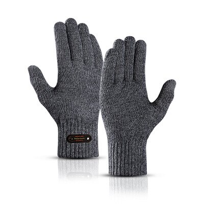 Men Knitted Gloves Thicken Winter Warm Gloves Touch Screen Male Warm Autumn Winter Mens Mitten Unisex Driving Gloves: Dark gray