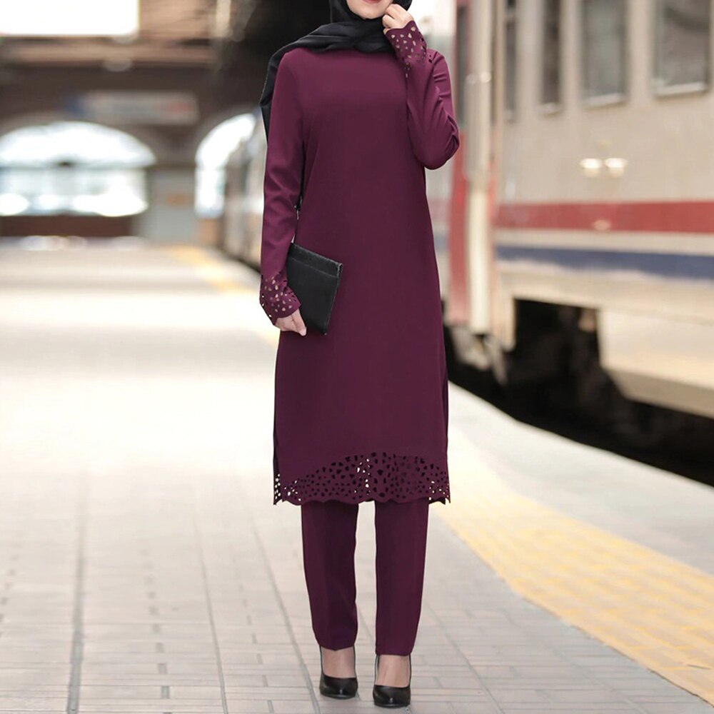 Ramadan Eid Abaya turcja muzułmański hidżab sukienka Kaftan dubaj zestaw Kaftan turecki islamska odzież sukienki afrykańskie dla kobiet Ropa garnitur: Wine red set / XL