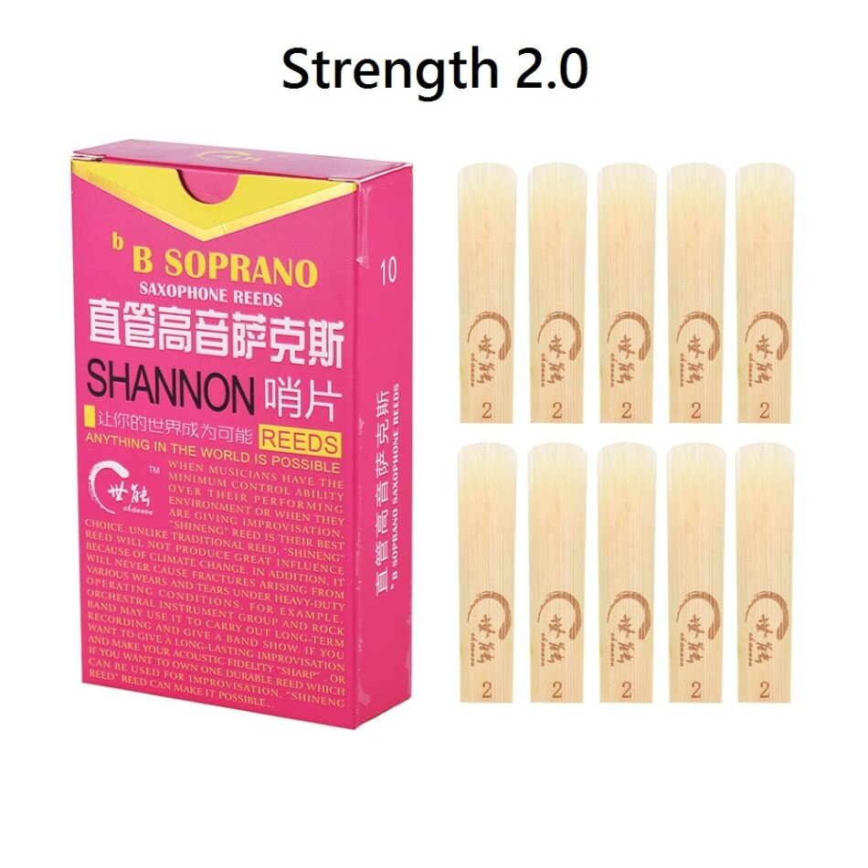 10pcs/ Box Saxophone Reeds Elementary Bb Soprano Saxophone Sax Reeds Strength 2.0/ 2.5/ 3.0 for Beginners: Strength 2.0