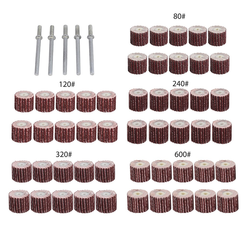 50PCS Sanding Sandpaper Flap Wheel Brush Rotary Die Grinder Drill Bit Set Flap Wheel Sandpaper Sanding Discs Hand Polishing Pads