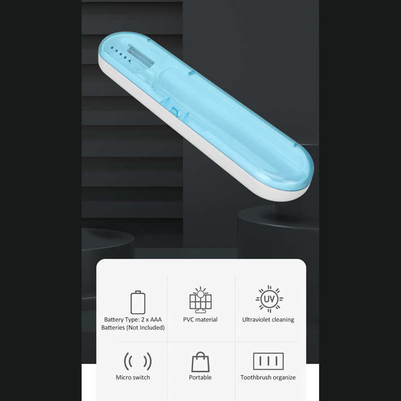 Sanitizer UV Toothbrush Cleaner Box Portable Auto Power Off Ultraviolet Toothbrush Cleaning Organizer Case Blue Sterilizer