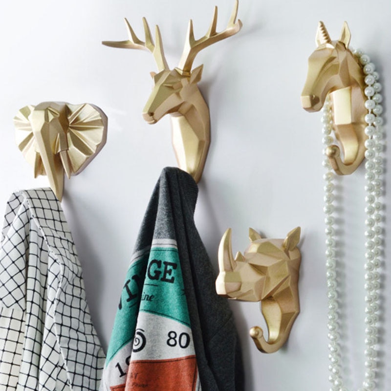 Dier Haak Sleutels Houder Muur Home Jas Hoed Rack Opknoping Herten Hoofd Jas Haak Nordic Creatieve Decoratieve Haak