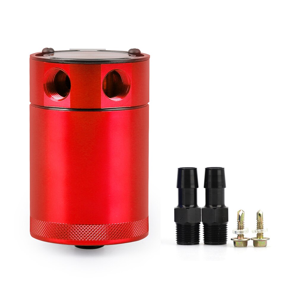 Tanque de captura de aceite Universal, bote compacto de 300ml, con volantes, depósito de aluminio de 2 puertos, tanque de combustible, hervidor transpirable de dos agujeros: Rojo