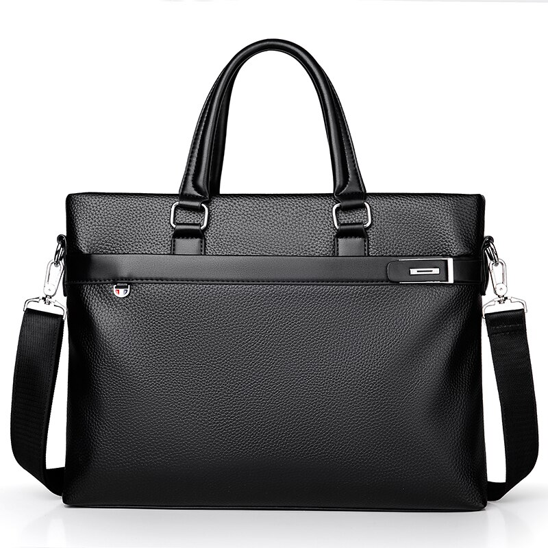 Men&#39;s Leather Bag for 14 Inch Laptop Bag Briefcases Leather Office Men&#39;s Business Bags for Document Holder Work Bag: Black