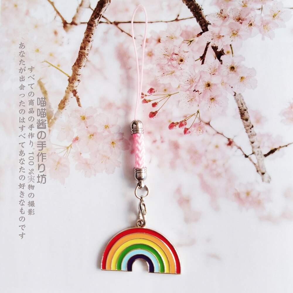 Cute Korean Rainbow Cloud Decor Strap Lanyards for iPhone/Samsung Kawaii Keys Mobile Phone Strap Hanging Rope Smartphone Charm: C