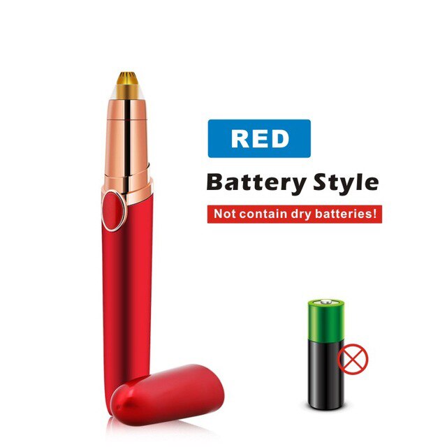 Mini tondeuse à sourcils électrique portable, rasoir pour les lèvres, le visage, les poils, stylo épilateur, rasoir à sourcils, rechargeable par usb: Batterie rouge
