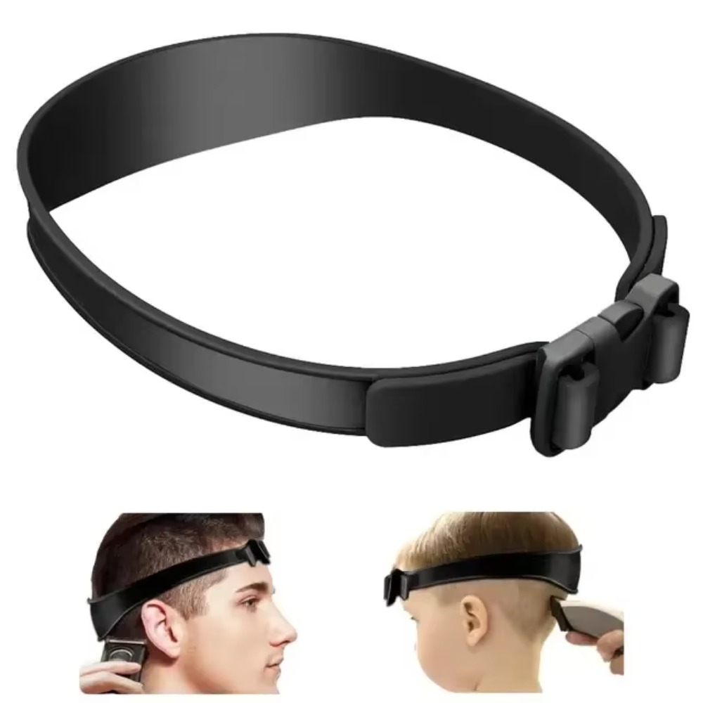 Modelo de barbear de decote e guia de corte de cabelo, faixa de corte de cabelo de silicone curvada ajustável para cortes de cabelo domésticos diy, zumbido, atarraxamento de desbotamento