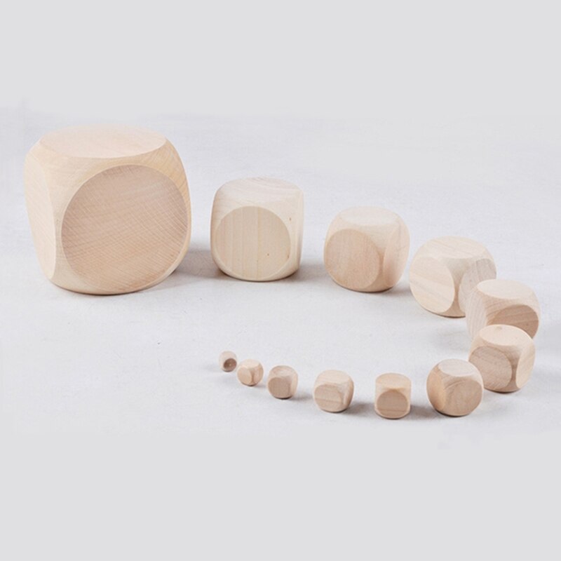 10pcs Wood Dices Entertainment Game Dice Blank Faces for DIY Printing Engraving Kid Toys Game 10mm 12mm 14mm 16mm 18mm 20mm Dice