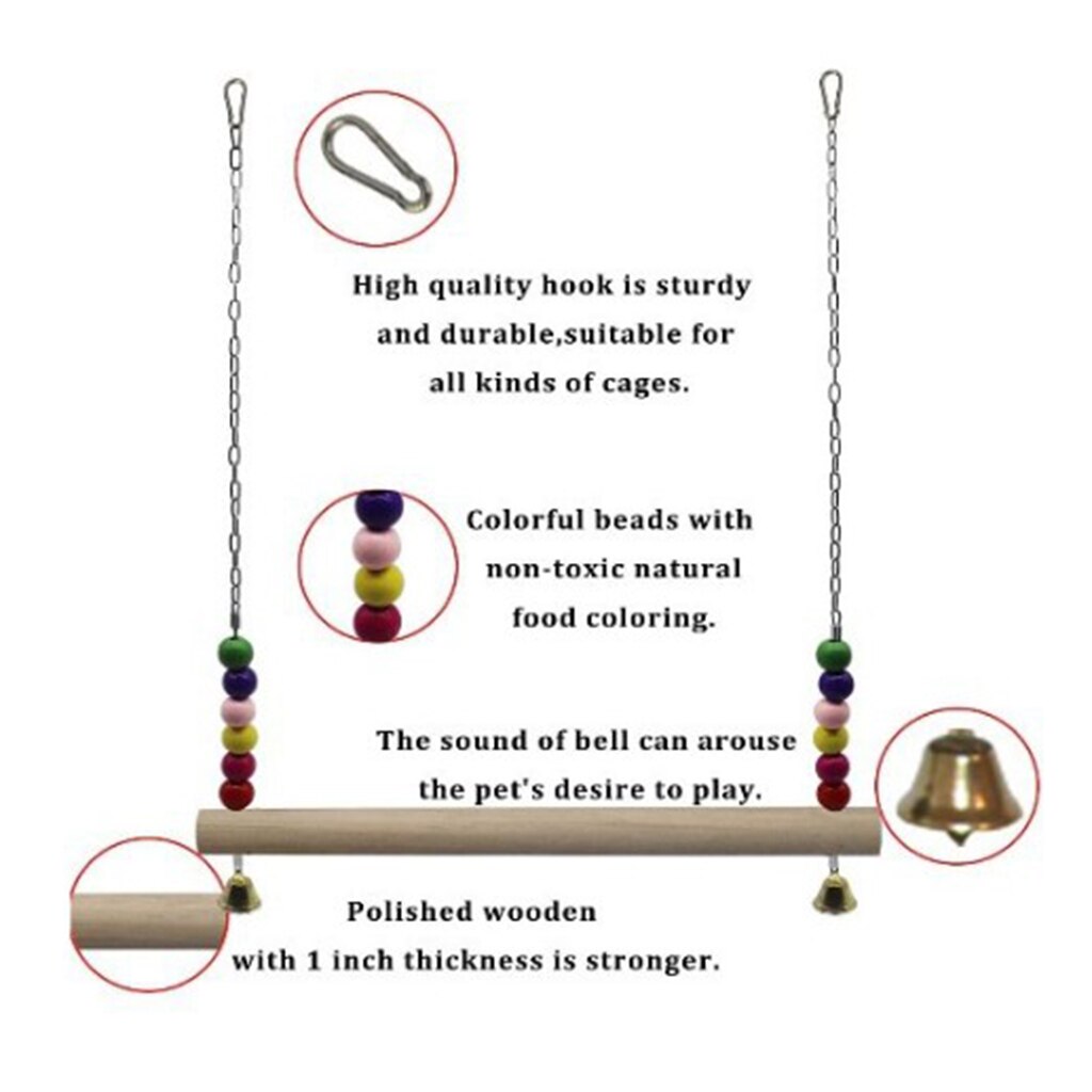 Chicken Ladder Hanging Swing Wood Perch Stand for Rooster Hens Large Birds Macaw