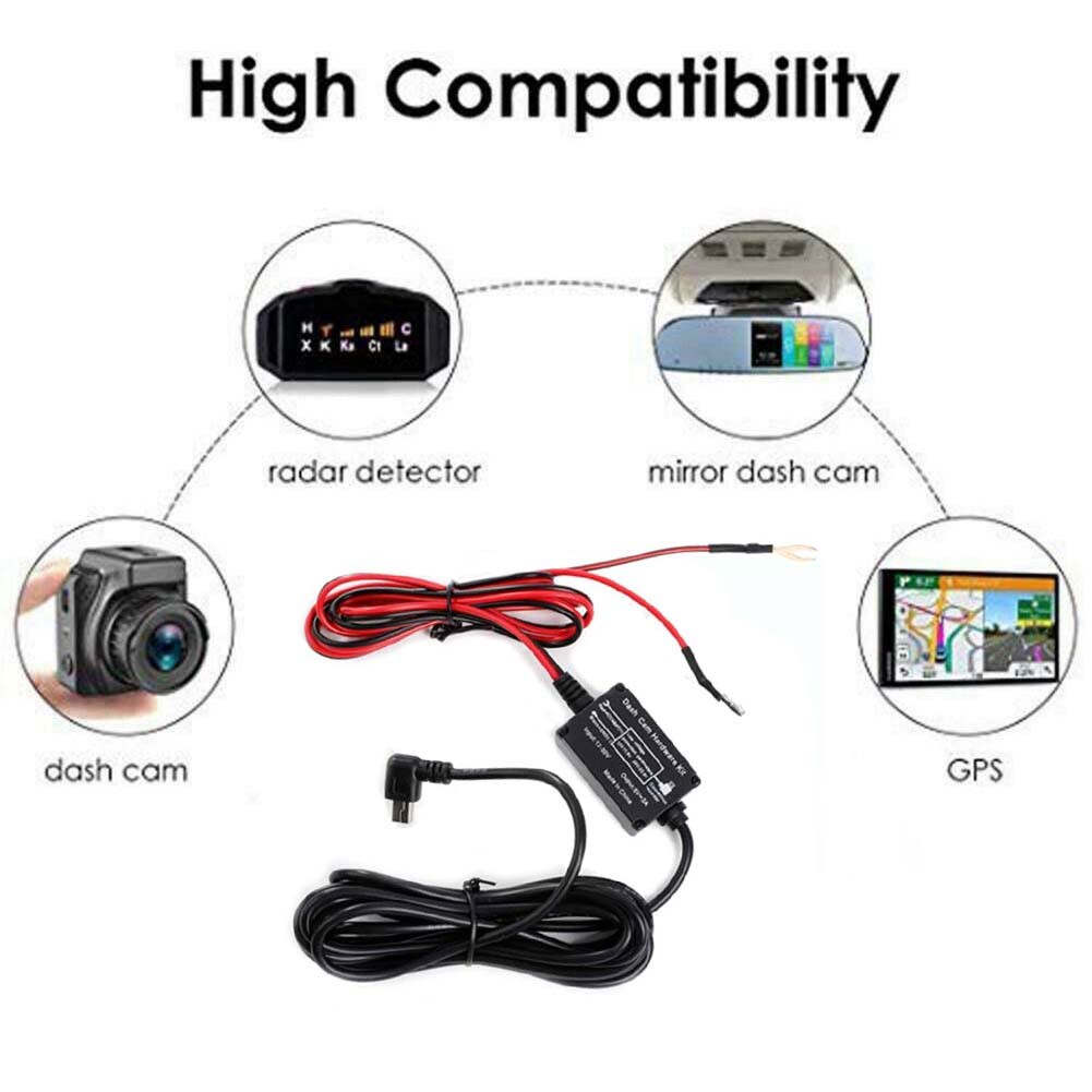 12V-24V Universal HardWire Fuse Box Car Recorder Dash Cam Hard Wire Kit With Micro USB Connector