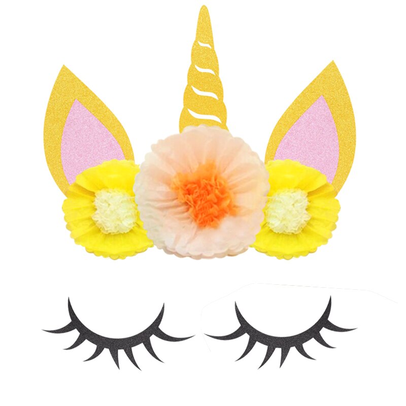 Pompon en papier licorne en forme de fleur | Oreilles licorne en corne, bricolage de décoration d'arrière-plan pour fête mariage, décoration de chambre d'anniversaire d'enfants: 4