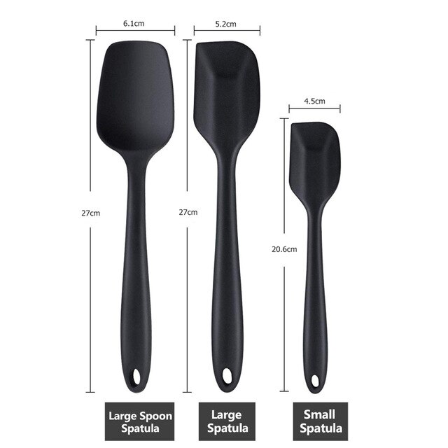 6Pcs Silikon Kuchen Spatel Mischen Sets Gebäck Schaber Non Stick Butter Treuer Jar Mixer Kochen Spachtel Löffel Küche Backen: 3pcs Spatula Set B