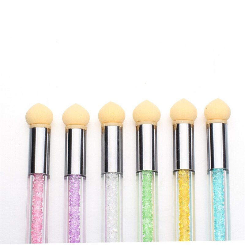 1 Pc dwustronny gradient z gąbczastą główką szczotka cieniowanie pióro rozsianych szczotka uchwyt z kryształkami gwóźdź Sztuka DesignTool