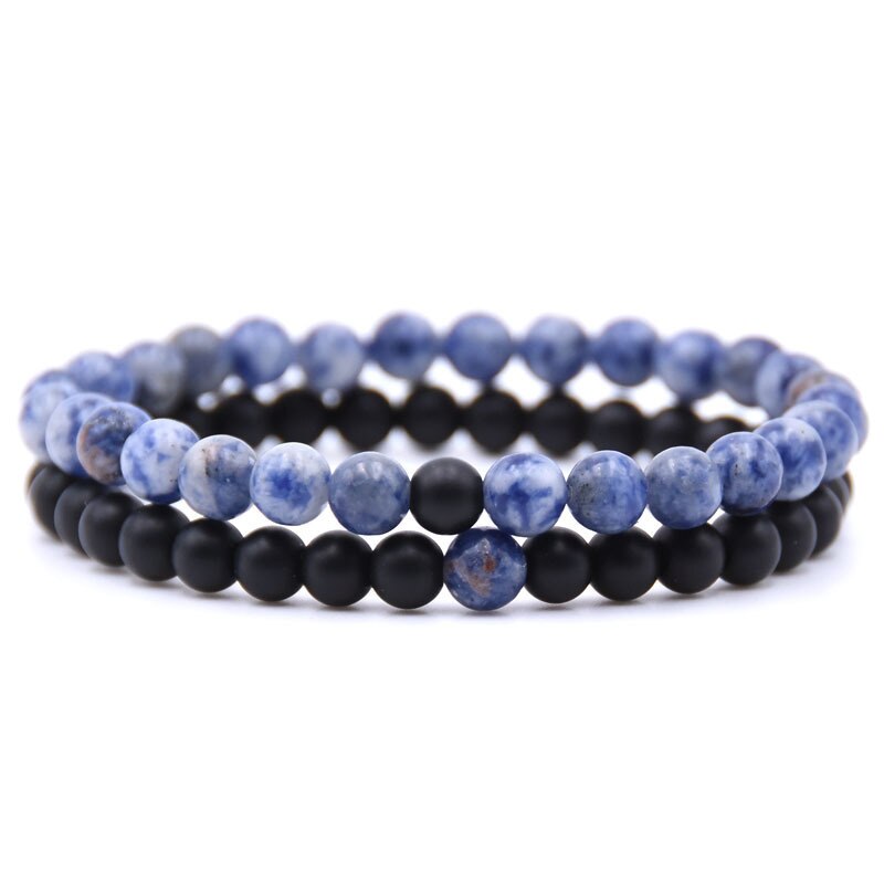 Pulsera clásica de piedra redonda para hombre, brazalete de cuentas de ojo de tigre de 6mm, Popular, 2 unids/set por juego, de joyería: 12