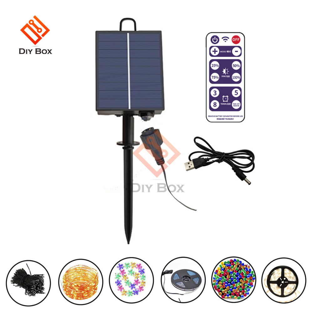 Kit de boîte de batterie solaire 3V 24V, panneau lumineux au Lithium alimenté avec perceuse, pelle, télécommande pour lampe à bande Led, bricolage