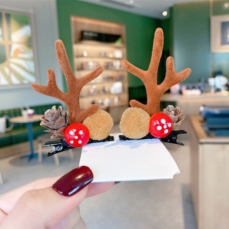 Serre-tête en bois d'élan pour filles, épingle à cheveux, serre-tête de dessin animé, décoration de noël, Super mignon, 2022: Pine cone B