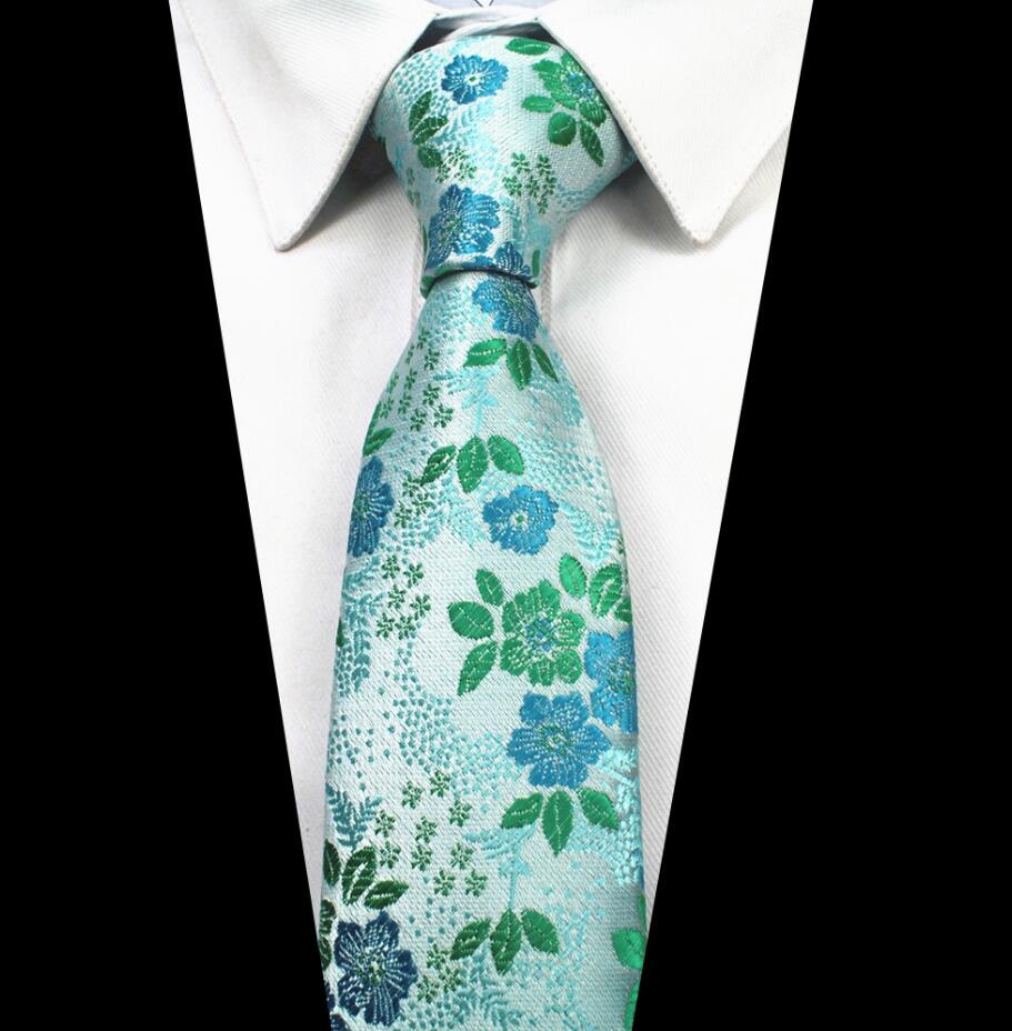 RBOCOTT – cravates florales en soie Jacquard pour hommes, 7cm, col tissé, couleur bleu rouge, accessoires de mariage d'affaires: 15
