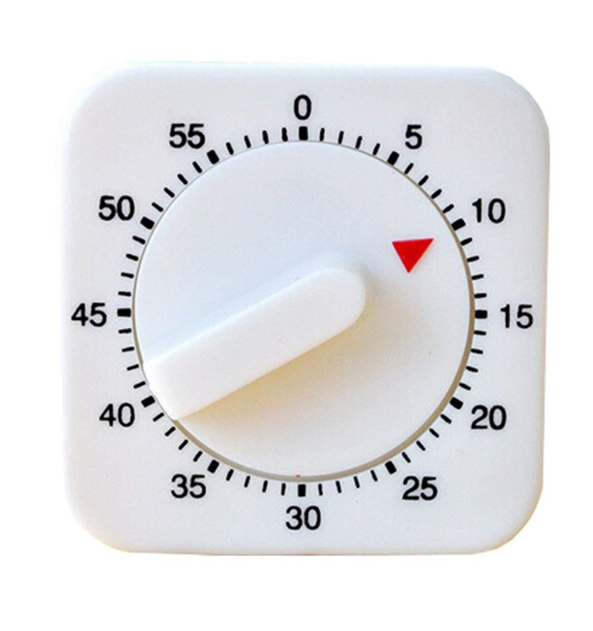 60 minute timer Count Down Alarm Reminder Kitchen Timer White Square Shape Mechanical Food Kitchen Timers
