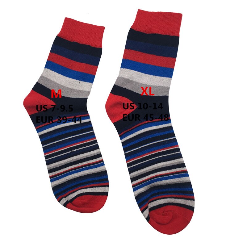 men&#39;s socks casual men socks color stripes five pairs of large size 45-46-47-48 cotton socks no box