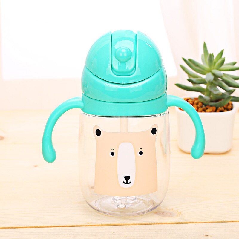Baby Water zuigfles Draagbare geen spill Cup Mijn plastic fles kinderen kleine ketel met stro Food Grade Slide cover copo