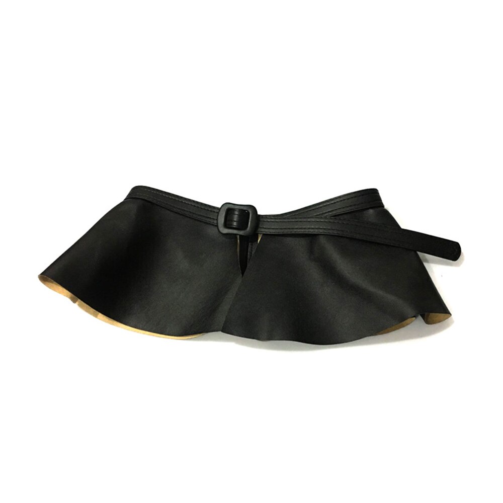 Cinturón dorado ancho de cuero PU, falda con volantes, Corset, cinturones decorados de Metal, faja para vestido de mujer: Plain black