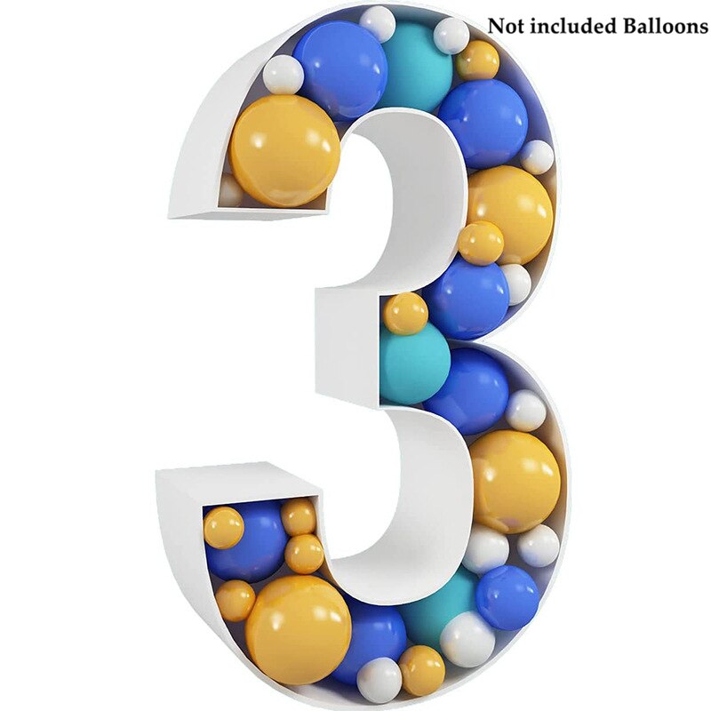 Gør-det-selv 73cm store tal ballon påfyldningsboks ballon stativ fødselsdagsfest dekoration jubilæum baby shower ballon nummer box ramme: 3