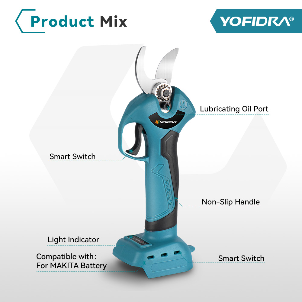 Makita – sécateur électrique sans balais, 45mm, 4 vitesses, sans fil, portable, pour verger, arbustes, Branches d'arbre, batterie 18V